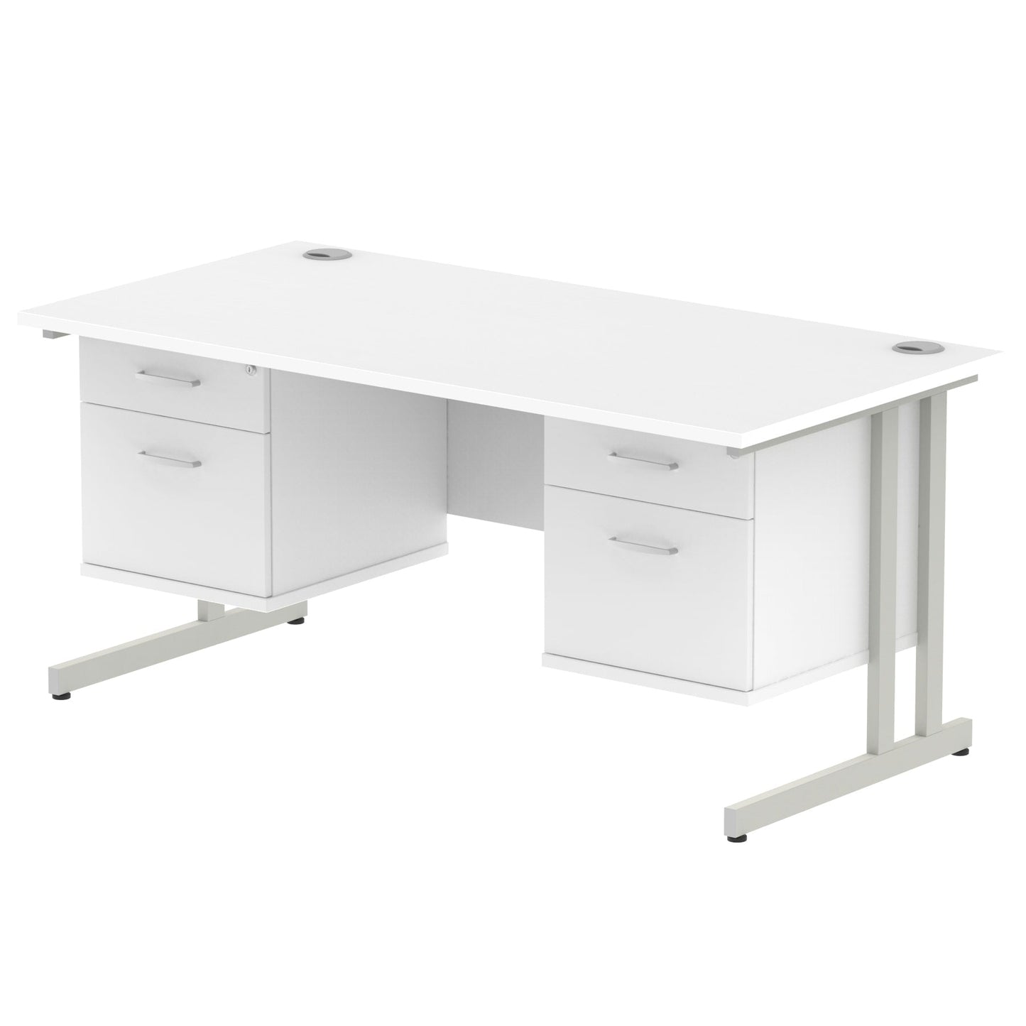 Impulse 1600mm Cantilever Straight Desk With Two Fixed Pedestal - Ergometric