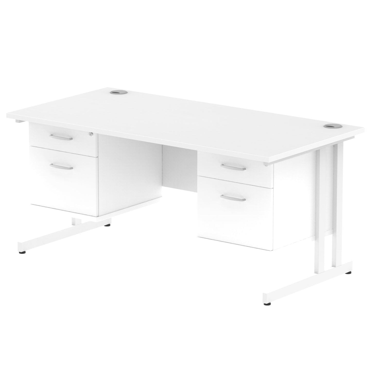 Impulse 1600mm Cantilever Straight Desk With Two Fixed Pedestal - Ergometric