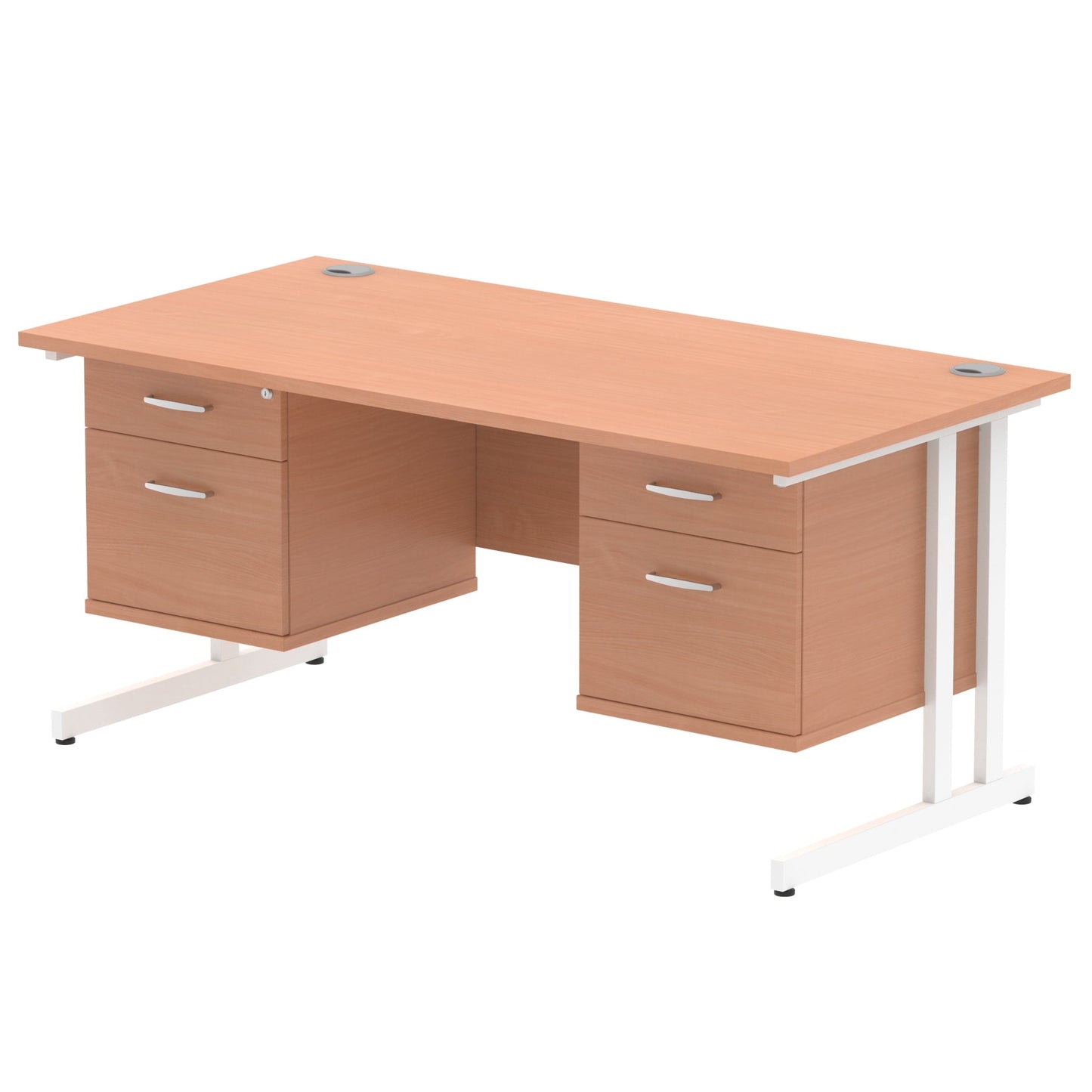 Impulse 1600mm Cantilever Straight Desk With Two Fixed Pedestal - Ergometric