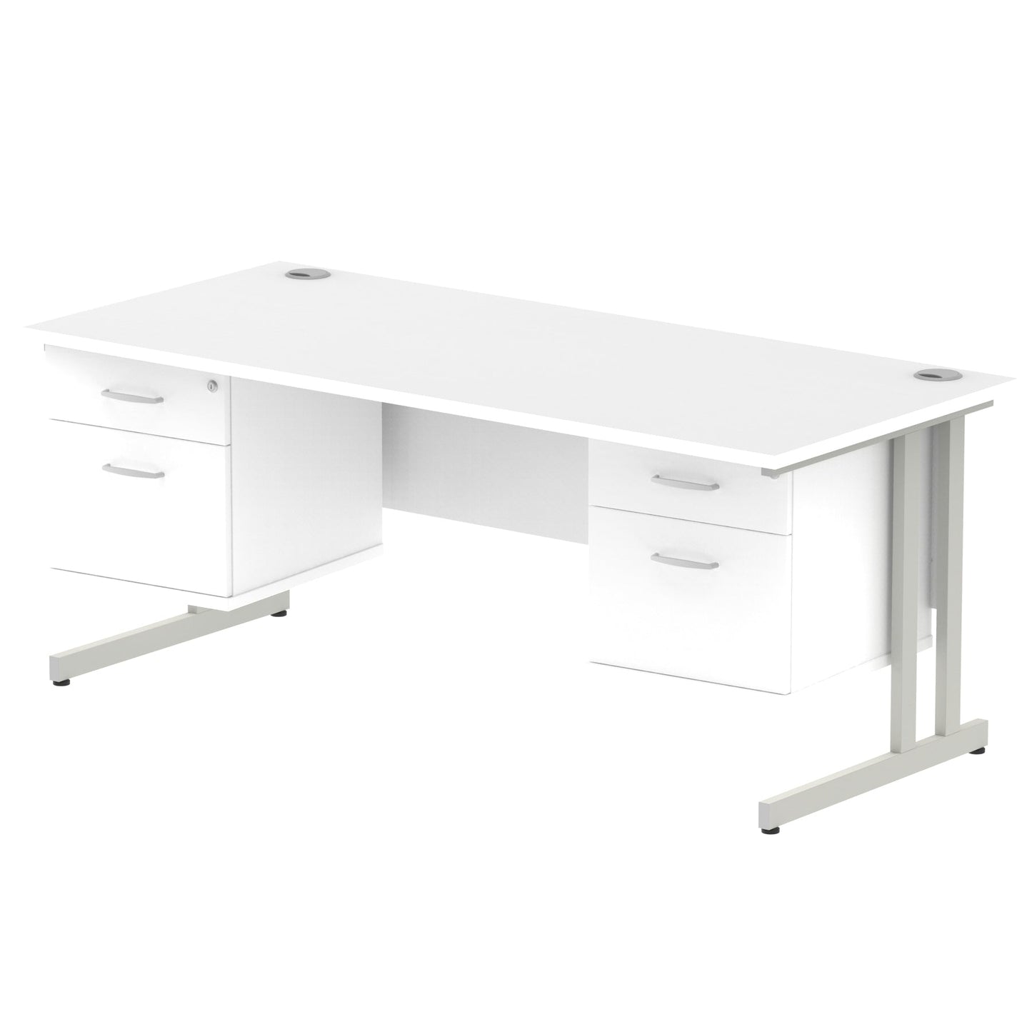 Impulse 1800mm Cantilever Straight Desk With Two Fixed Pedestal - Ergometric