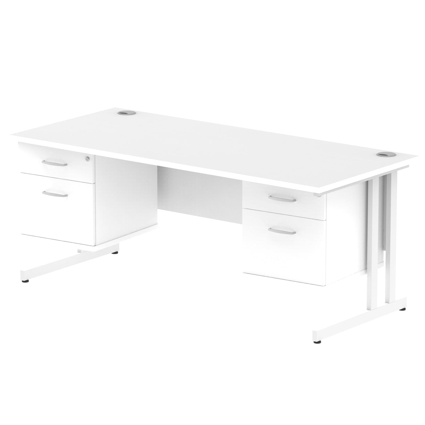 Impulse 1800mm Cantilever Straight Desk With Two Fixed Pedestal - Ergometric