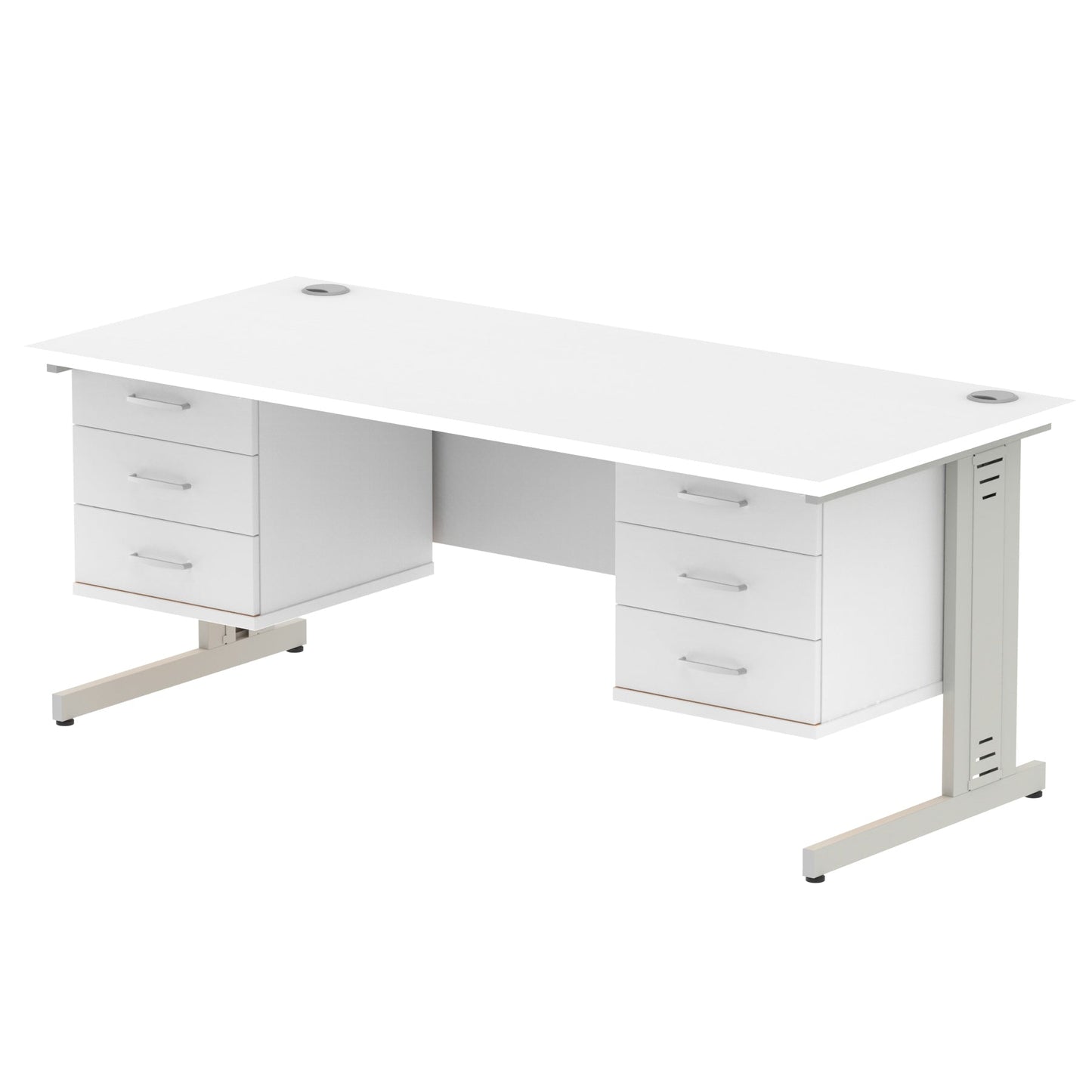 Impulse 1800mm Cable Managed Straight Desk With Two Fixed Pedestal - Ergometric