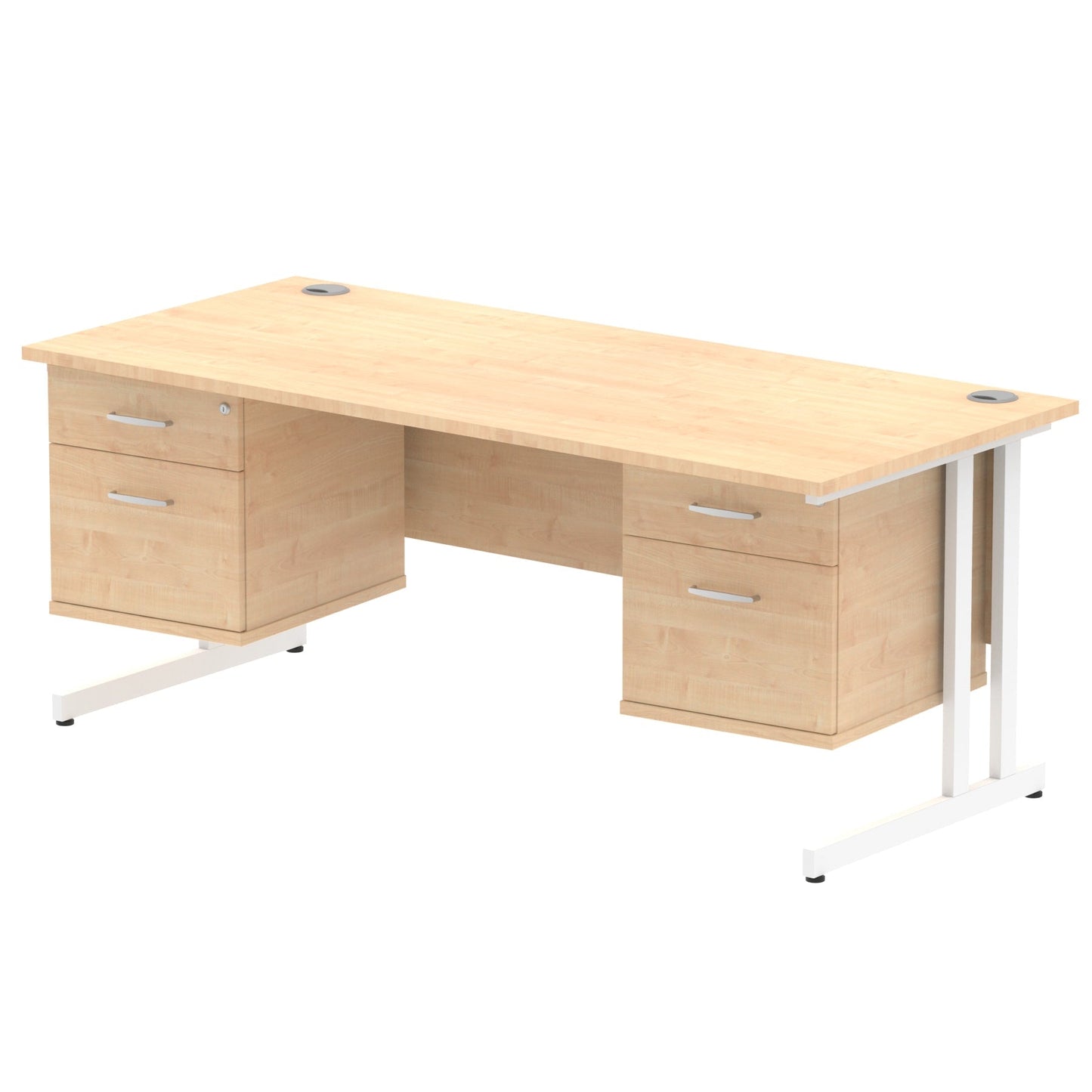 Impulse 1800mm Cantilever Straight Desk With Two Fixed Pedestal - Ergometric