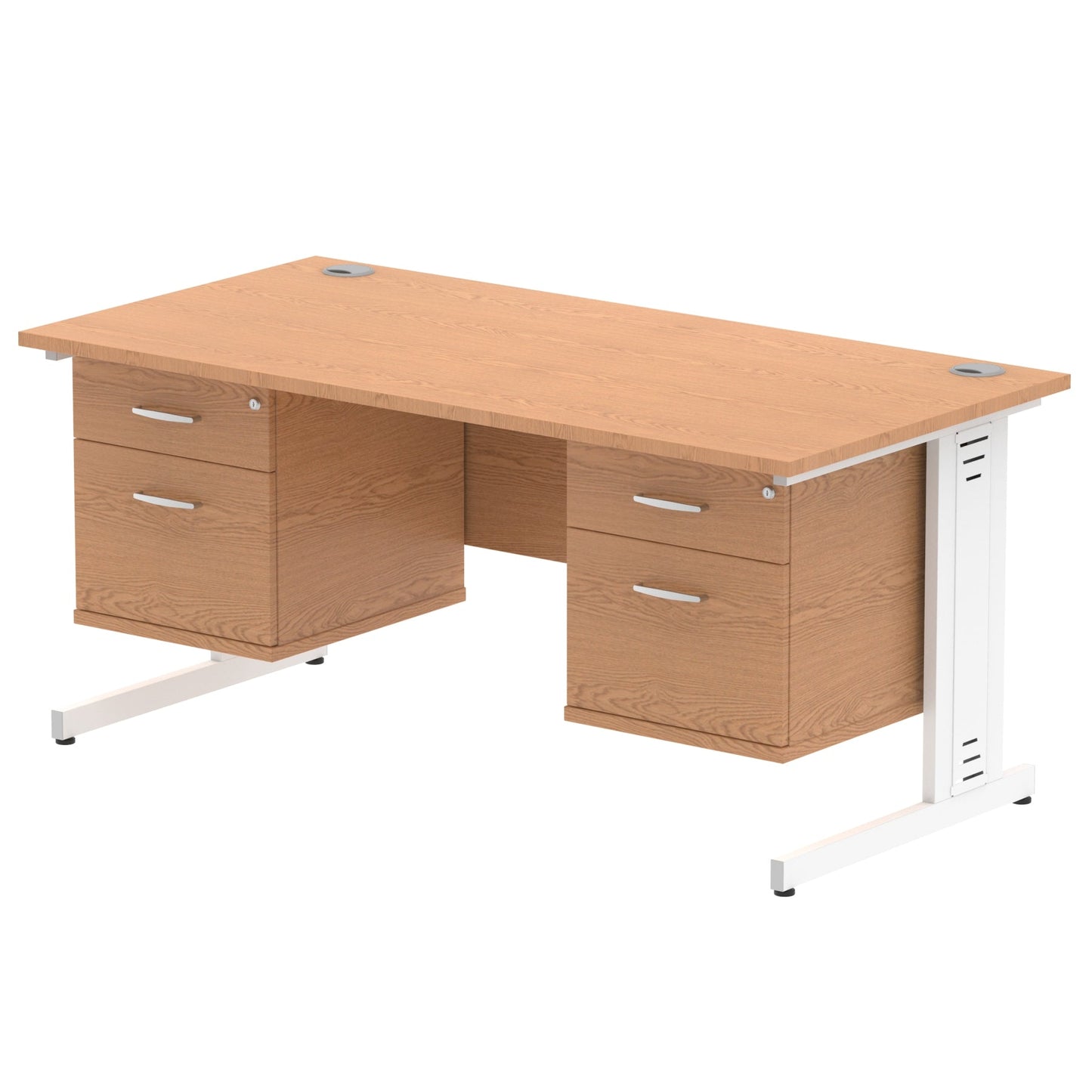 Impulse 1600mm Cable Managed Straight Desk With Two Fixed Pedestal - Ergometric