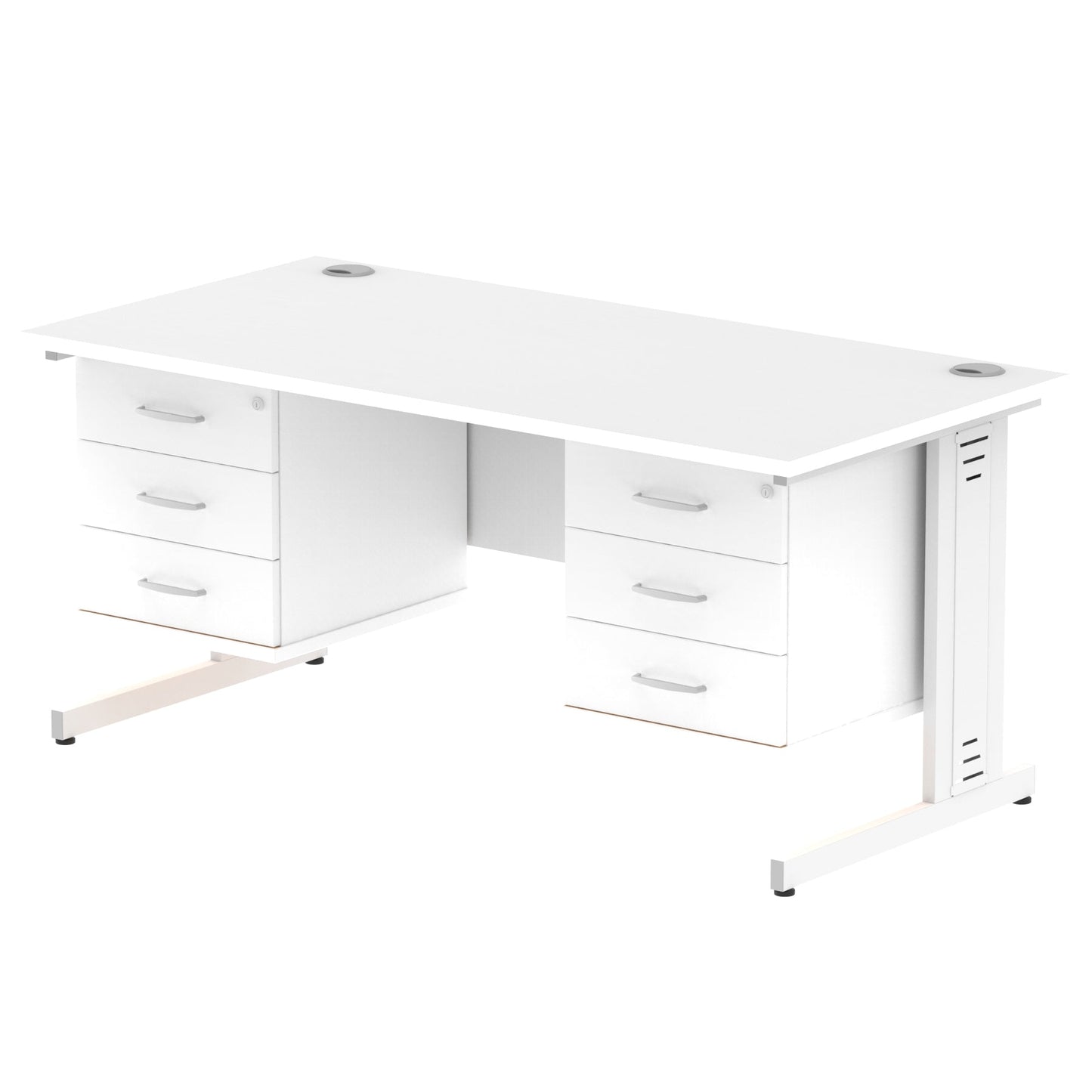 Impulse 1600mm Cable Managed Straight Desk With Two Fixed Pedestal - Ergometric