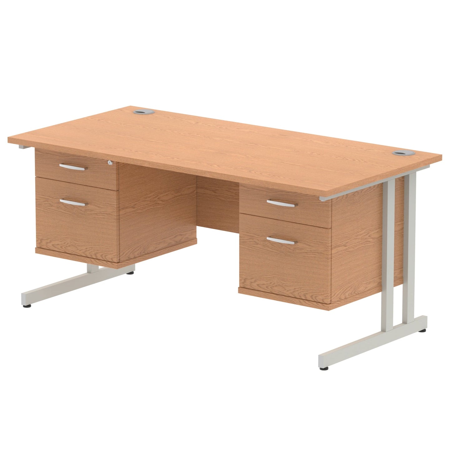 Impulse 1600mm Cantilever Straight Desk With Two Fixed Pedestal - Ergometric