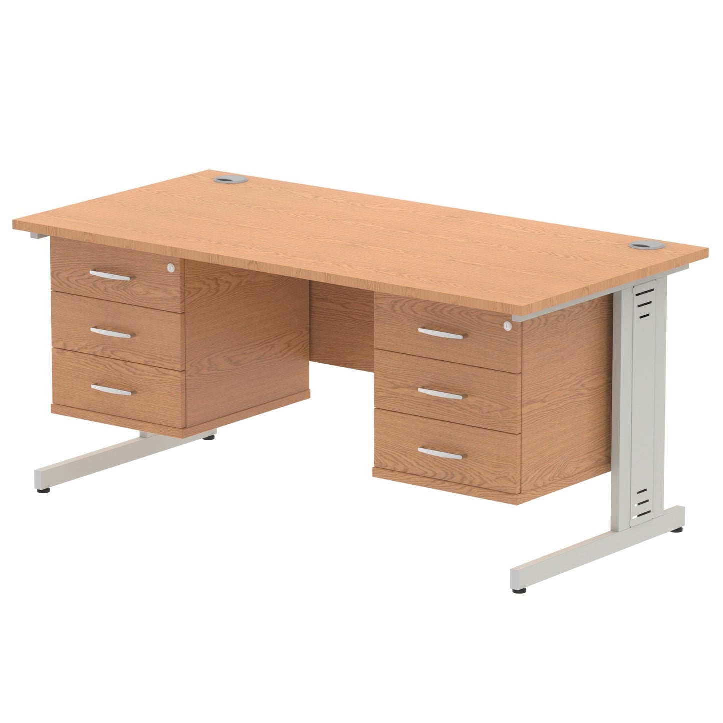 Impulse 1600mm Cable Managed Straight Desk With Two Fixed Pedestal - Ergometric