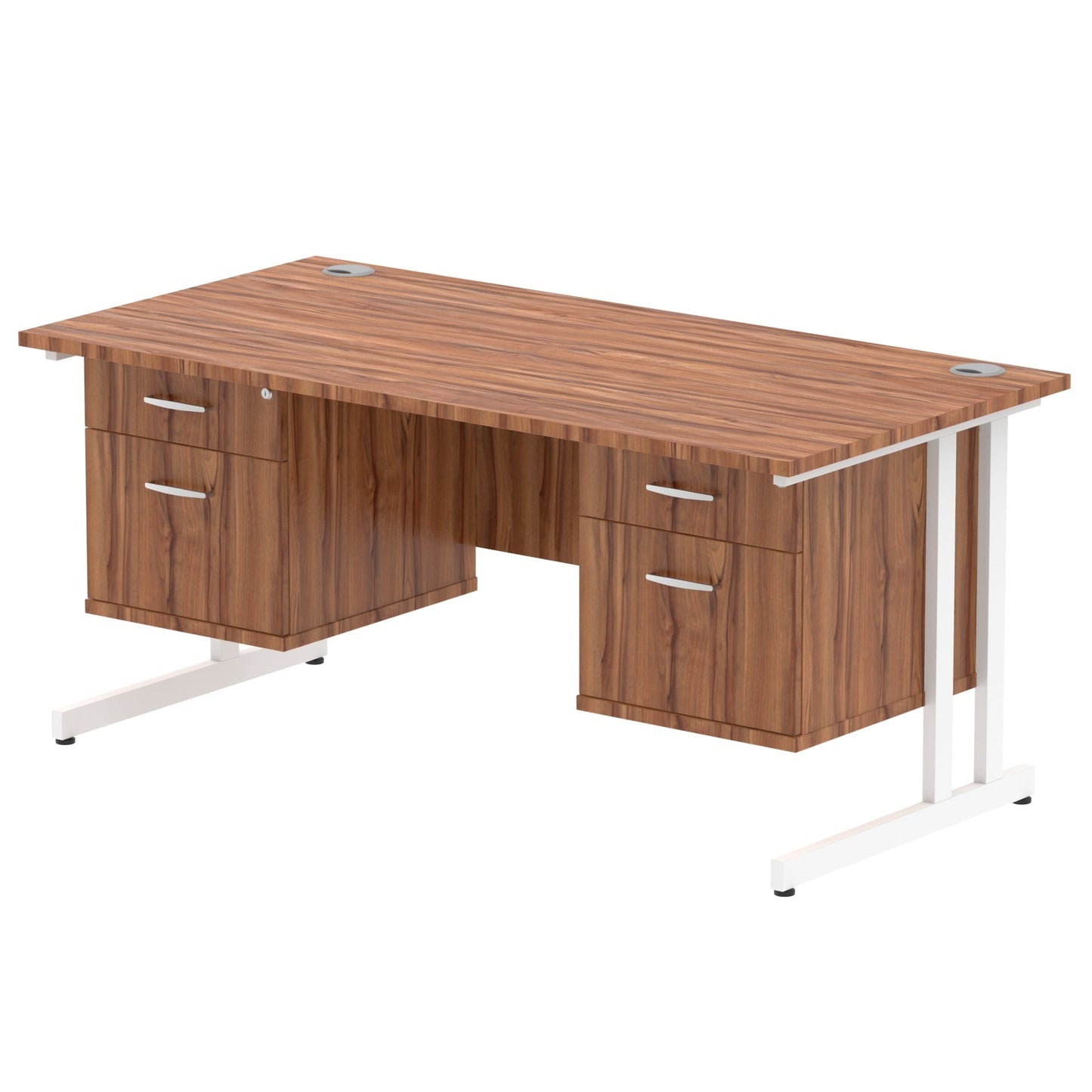 Impulse 1600mm Cantilever Straight Desk With Two Fixed Pedestal - Ergometric