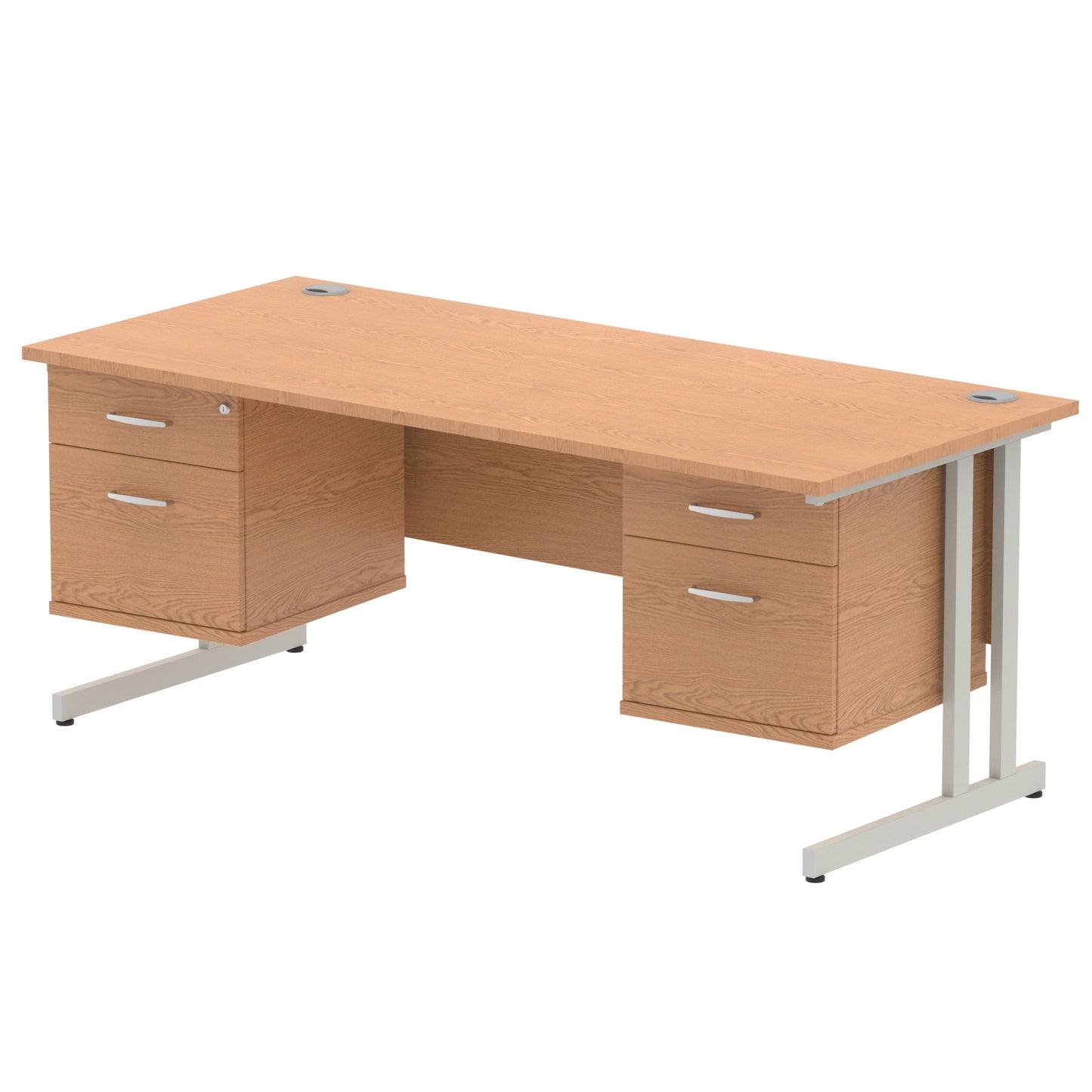 Impulse 1800mm Cantilever Straight Desk With Two Fixed Pedestal - Ergometric