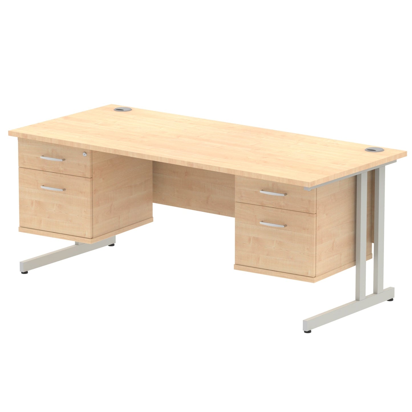 Impulse 1800mm Cantilever Straight Desk With Two Fixed Pedestal - Ergometric