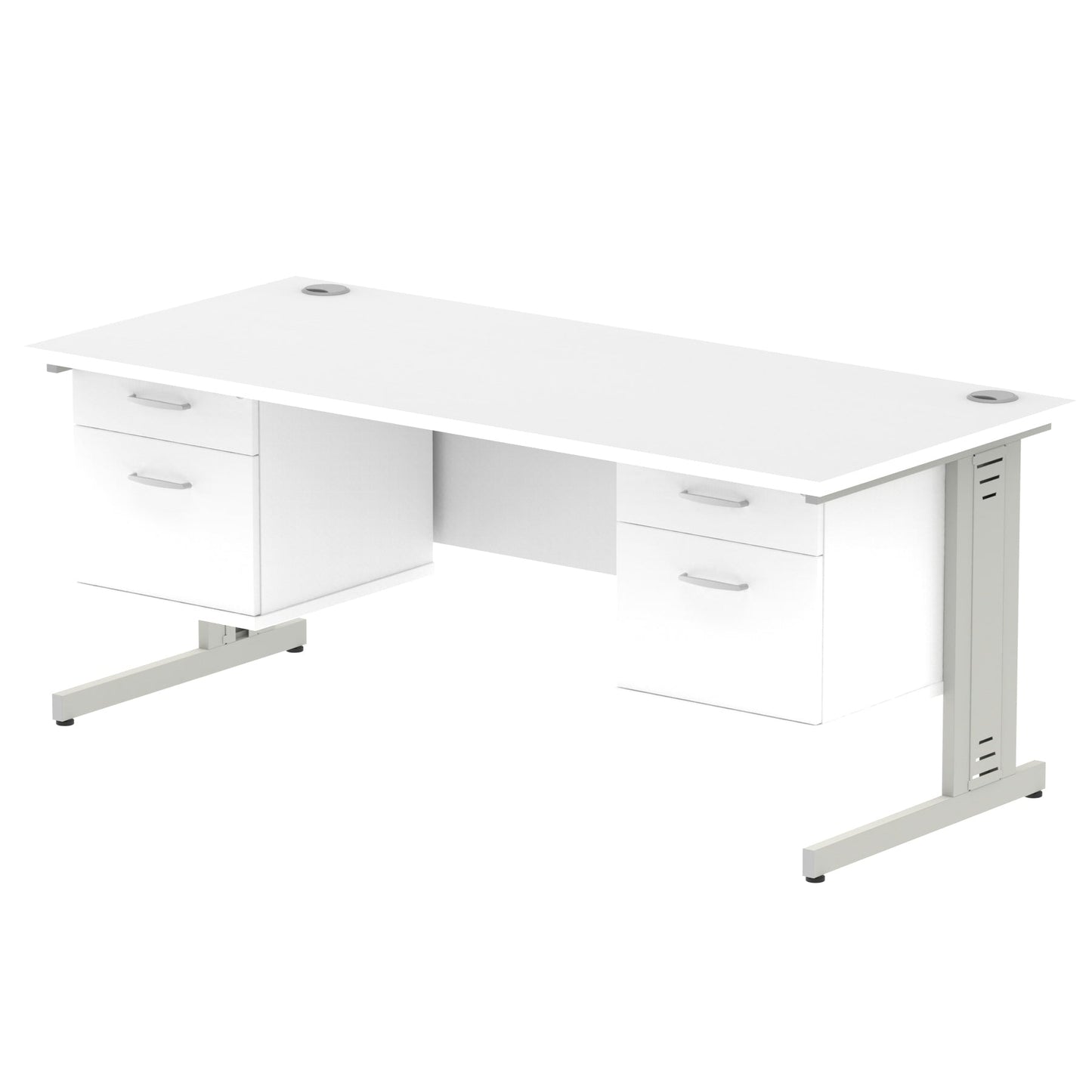 Impulse 1800mm Cable Managed Straight Desk With Two Fixed Pedestal - Ergometric