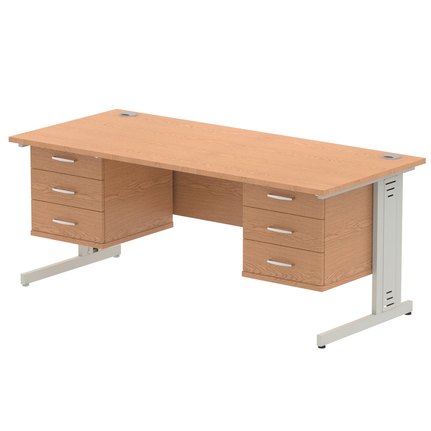 Impulse 1800mm Cable Managed Straight Desk With Two Fixed Pedestal - Ergometric