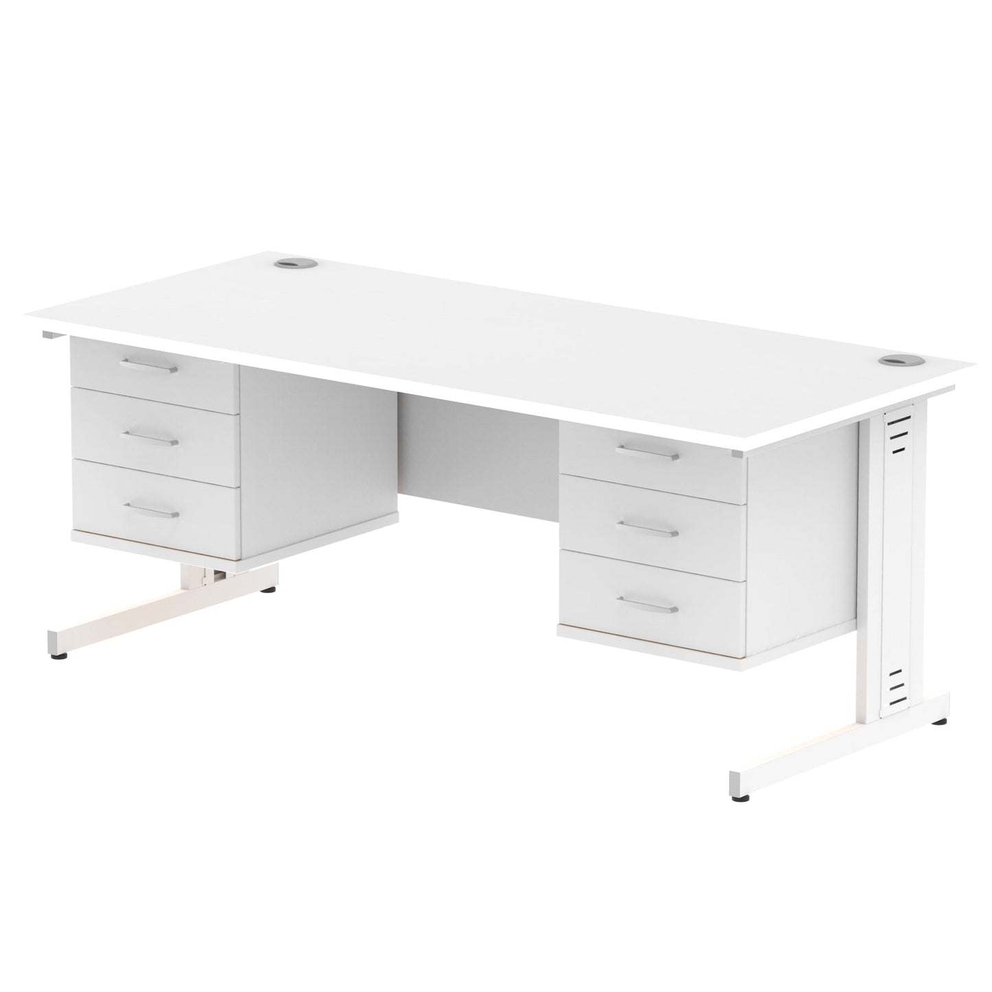 Impulse 1800mm Cable Managed Straight Desk With Two Fixed Pedestal - Ergometric