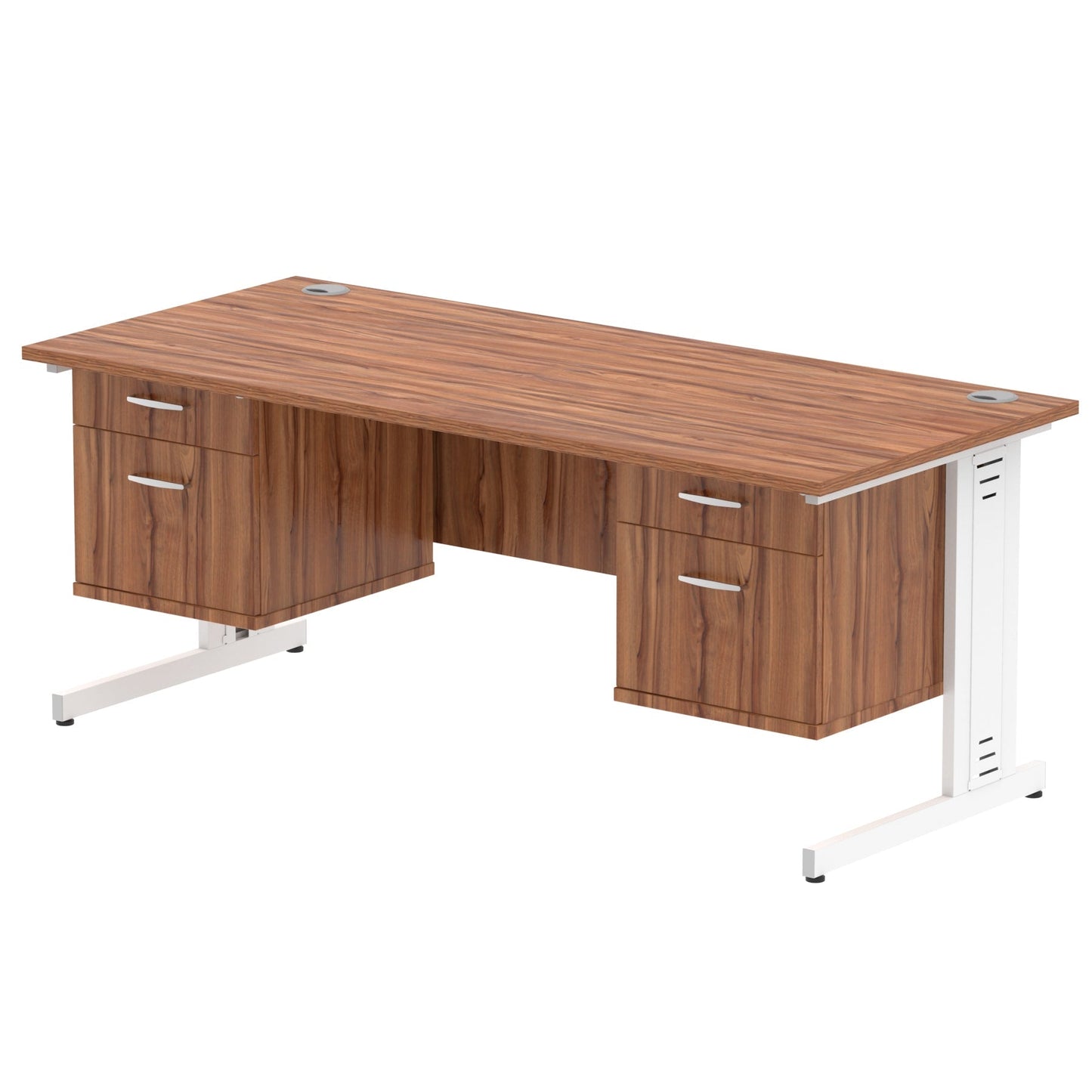 Impulse 1800mm Cable Managed Straight Desk With Two Fixed Pedestal - Ergometric