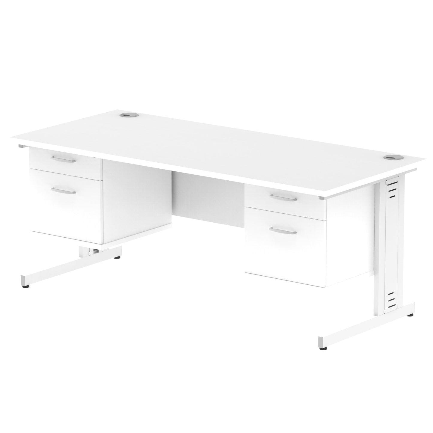 Impulse 1800mm Cable Managed Straight Desk With Two Fixed Pedestal - Ergometric