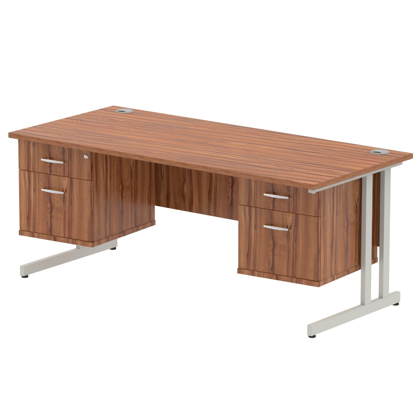 Impulse 1800mm Cantilever Straight Desk With Two Fixed Pedestal - Ergometric