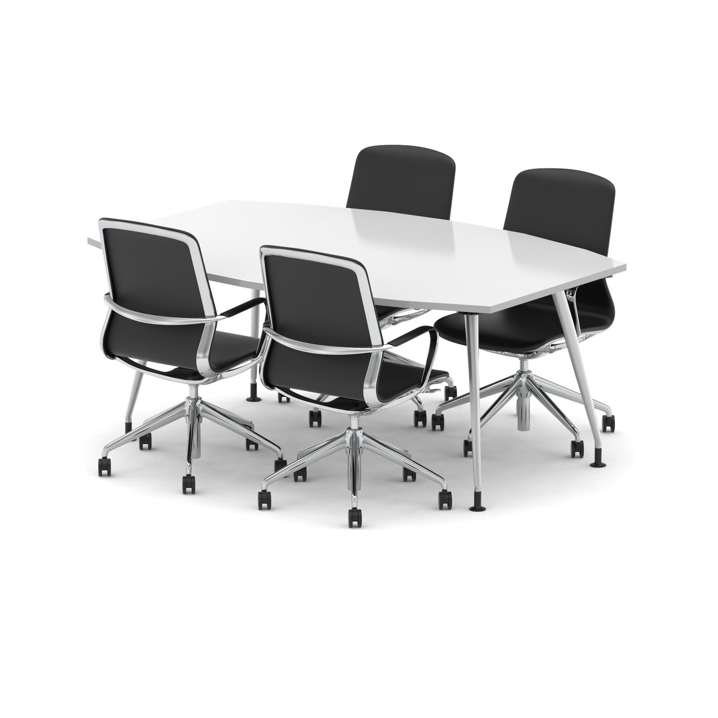 High Gloss 1800mm Writable Boardroom Table With Set Of Executive Chairs - Ergometric