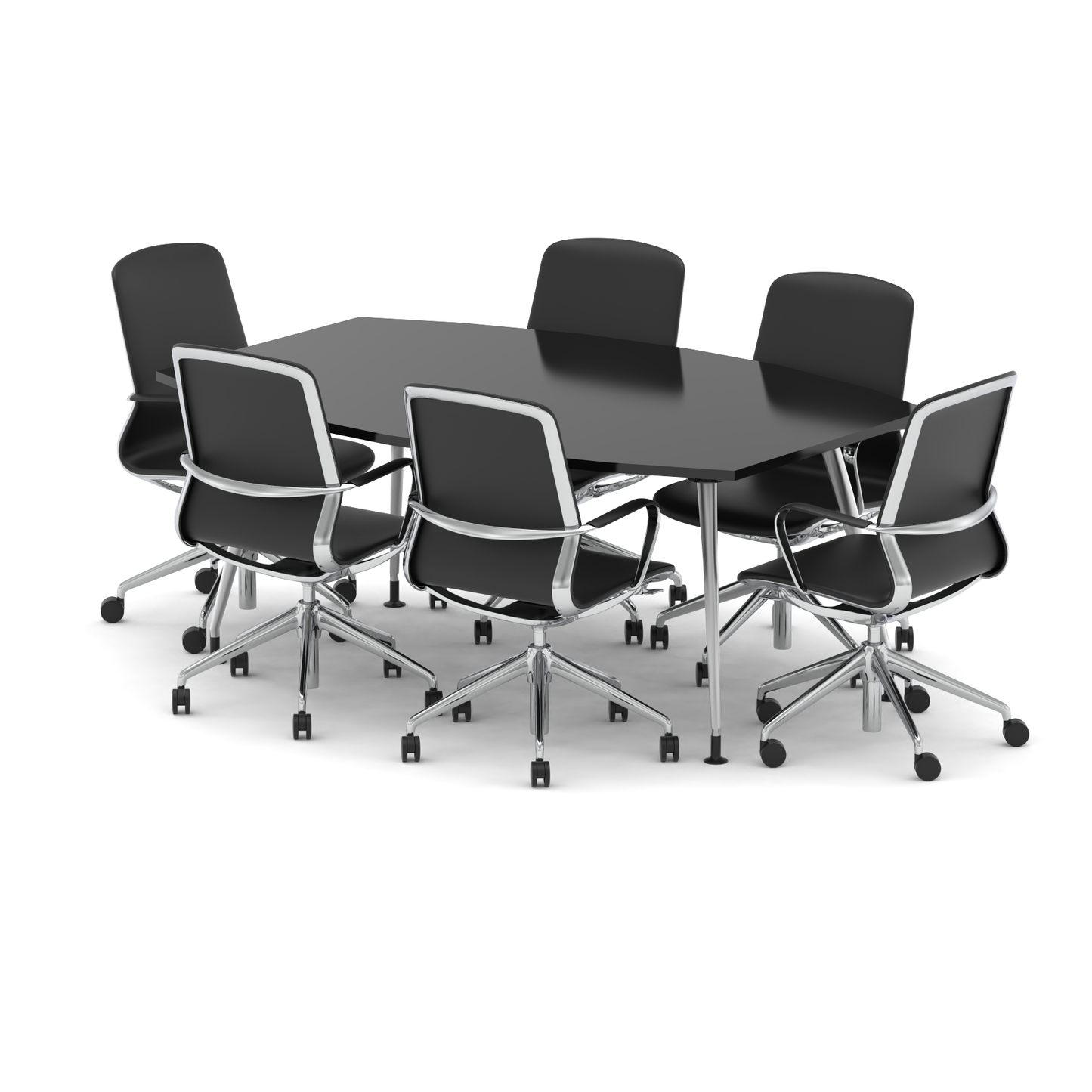 High Gloss 1800mm Writable Boardroom Table With Set Of Executive Chairs - Ergometric