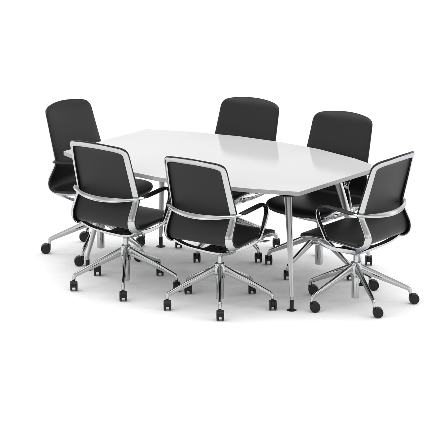 High Gloss 1800mm Writable Boardroom Table With Set Of Executive Chairs - Ergometric