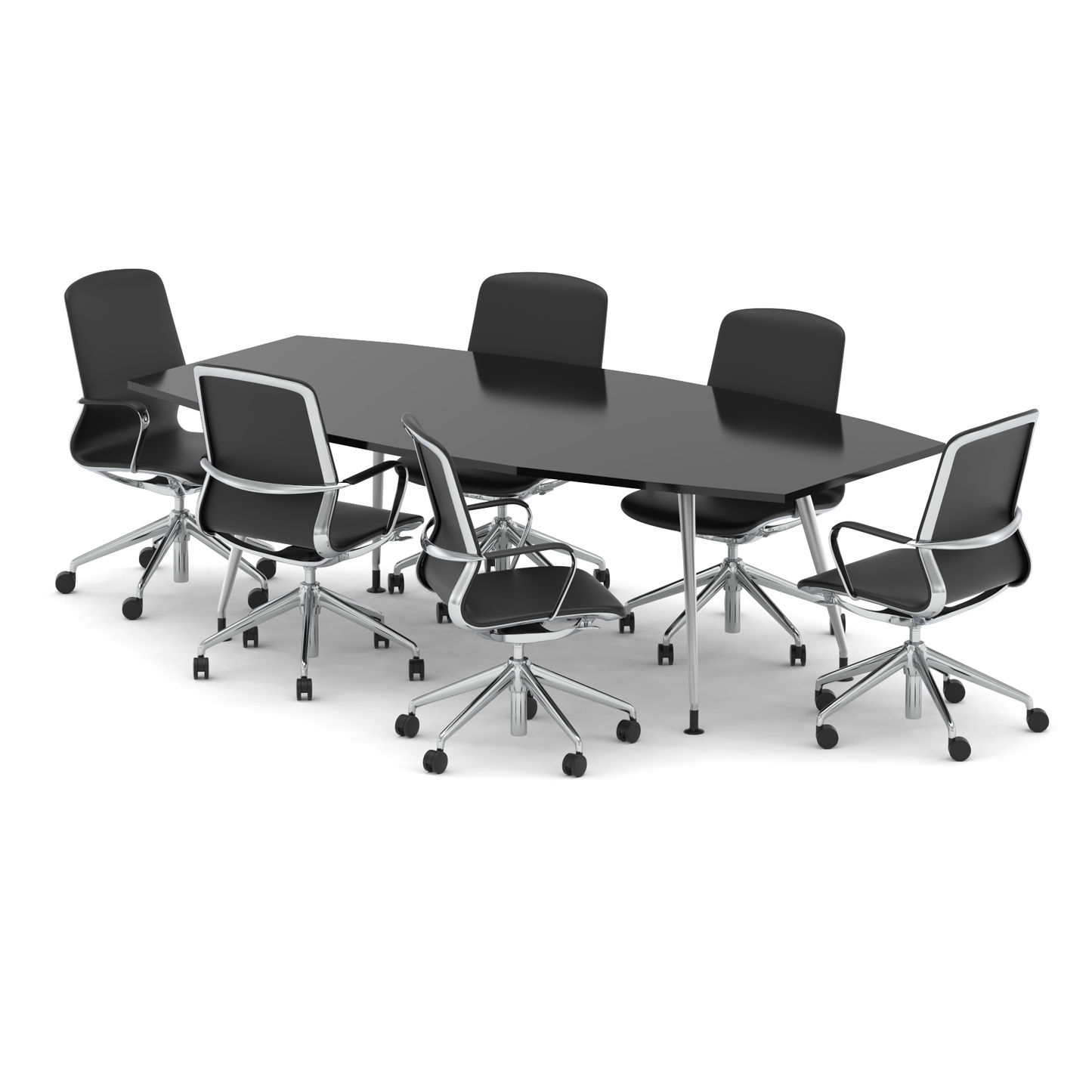 High Gloss 2400mm Writable Boardroom Table With Set Of Executive Chairs - Ergometric