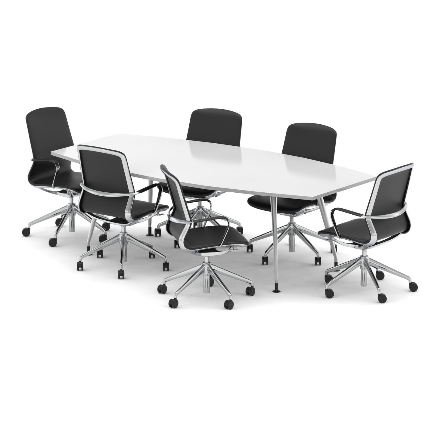 High Gloss 2400mm Writable Boardroom Table With Set Of Executive Chairs - Ergometric