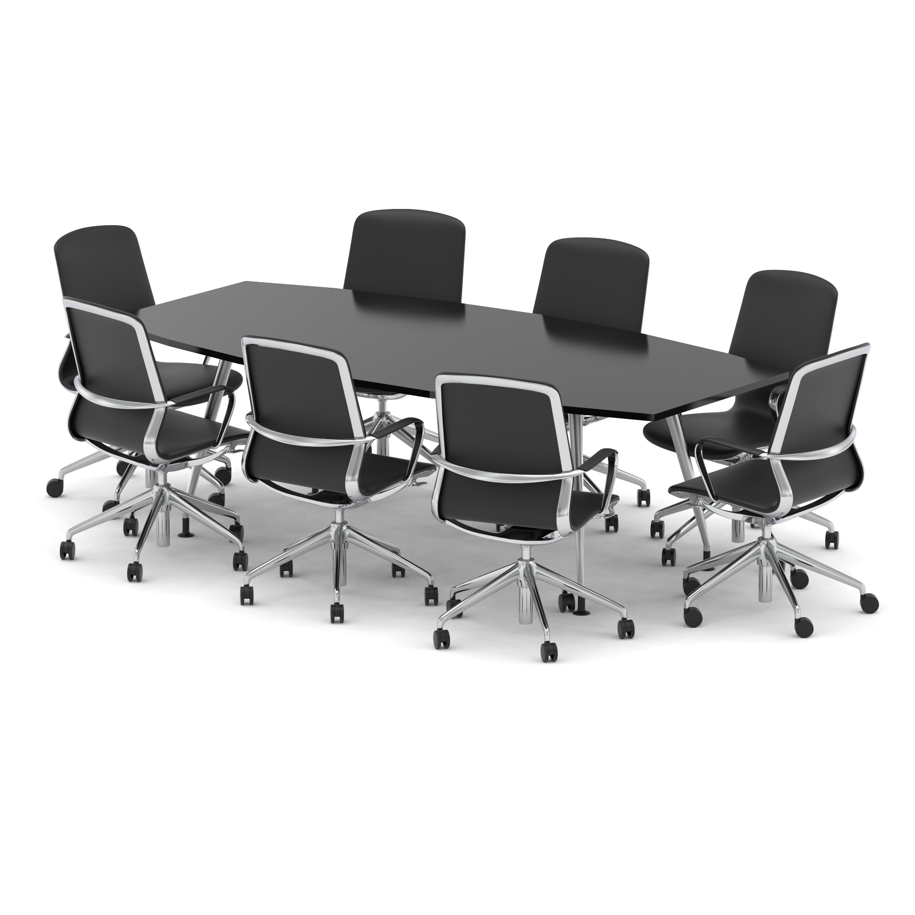 High Gloss 2400mm Writable Boardroom Table With Set Of Executive Chairs - Ergometric