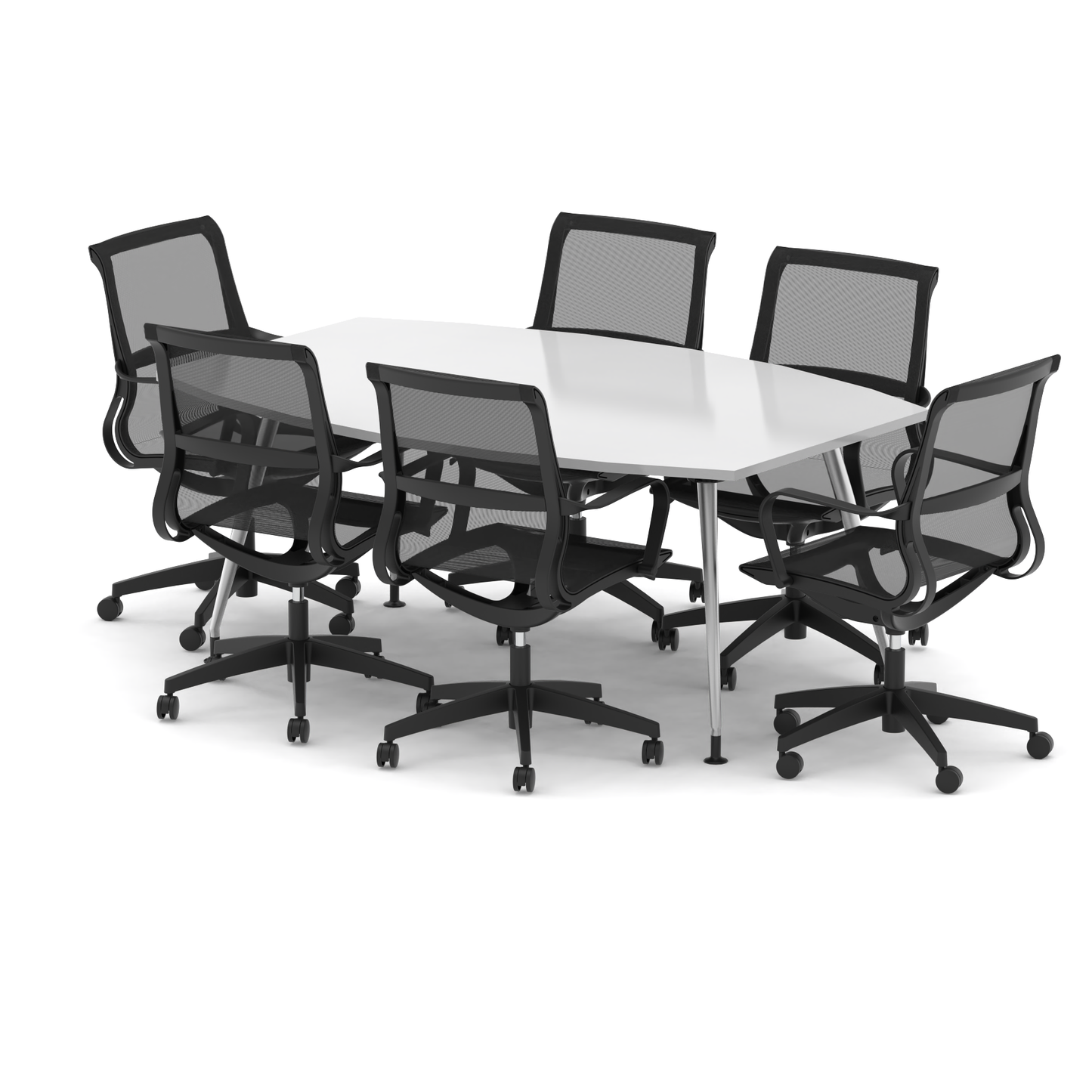 High Gloss 1800mm Writable Boardroom Table With Set Of Executive Chairs - Ergometric