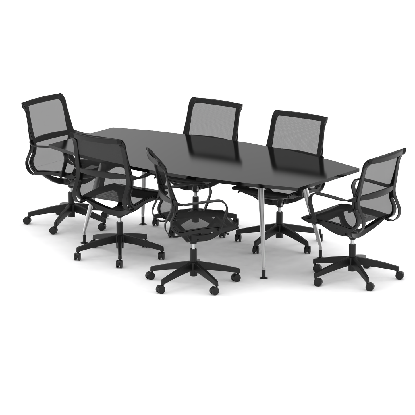 High Gloss 2400mm Writable Boardroom Table With Set Of Executive Chairs - Ergometric