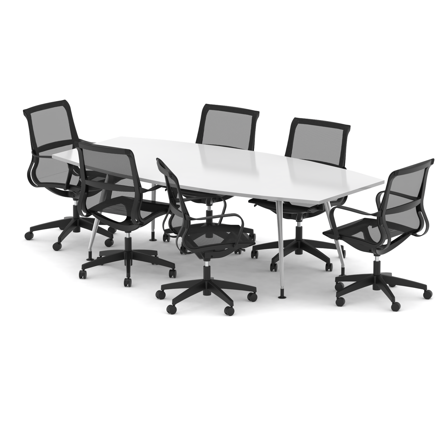 High Gloss 2400mm Writable Boardroom Table With Set Of Executive Chairs - Ergometric