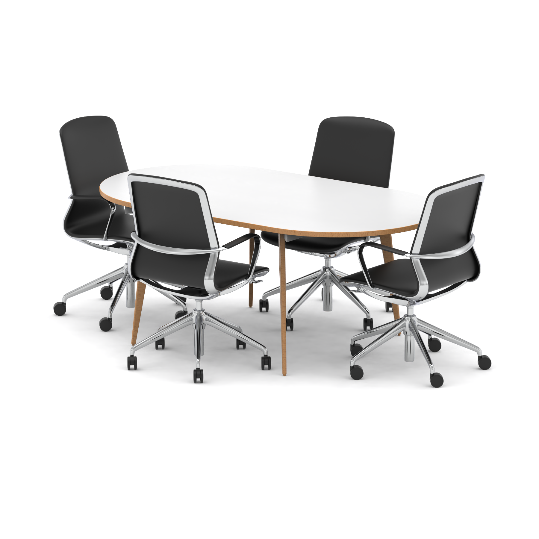 Oslo 1800mm Oval Boardroom Table With Set Of Executive Chairs - Ergometric