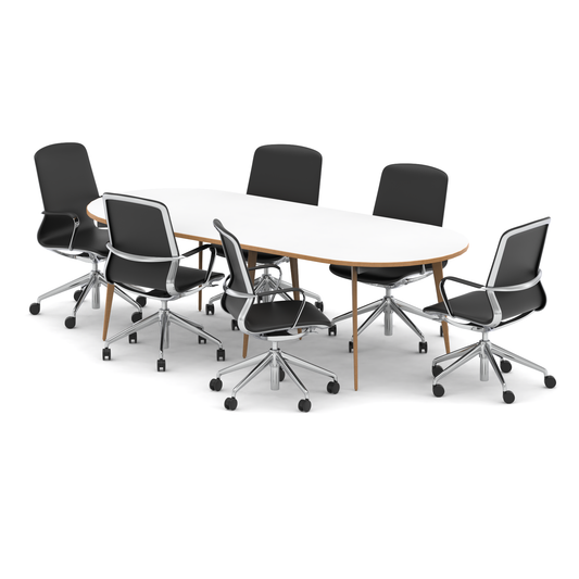 Oslo 2400mm Oval Boardroom Table With Set Of Executive Chairs - Ergometric