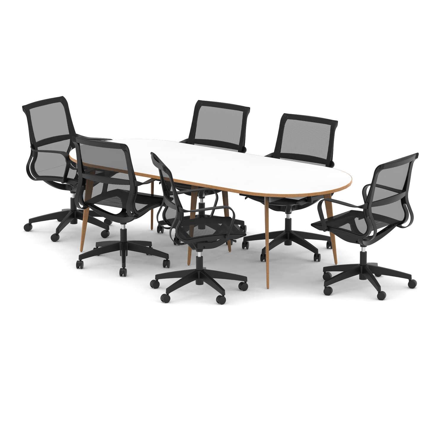 Oslo 2400mm Oval Boardroom Table With Set Of Executive Chairs - Ergometric