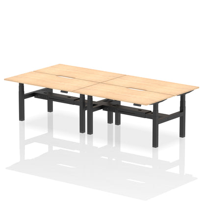 Air Back-to-Back Scalloped Edge Height Adjustable Bench Desk - 4 Person - Ergometric
