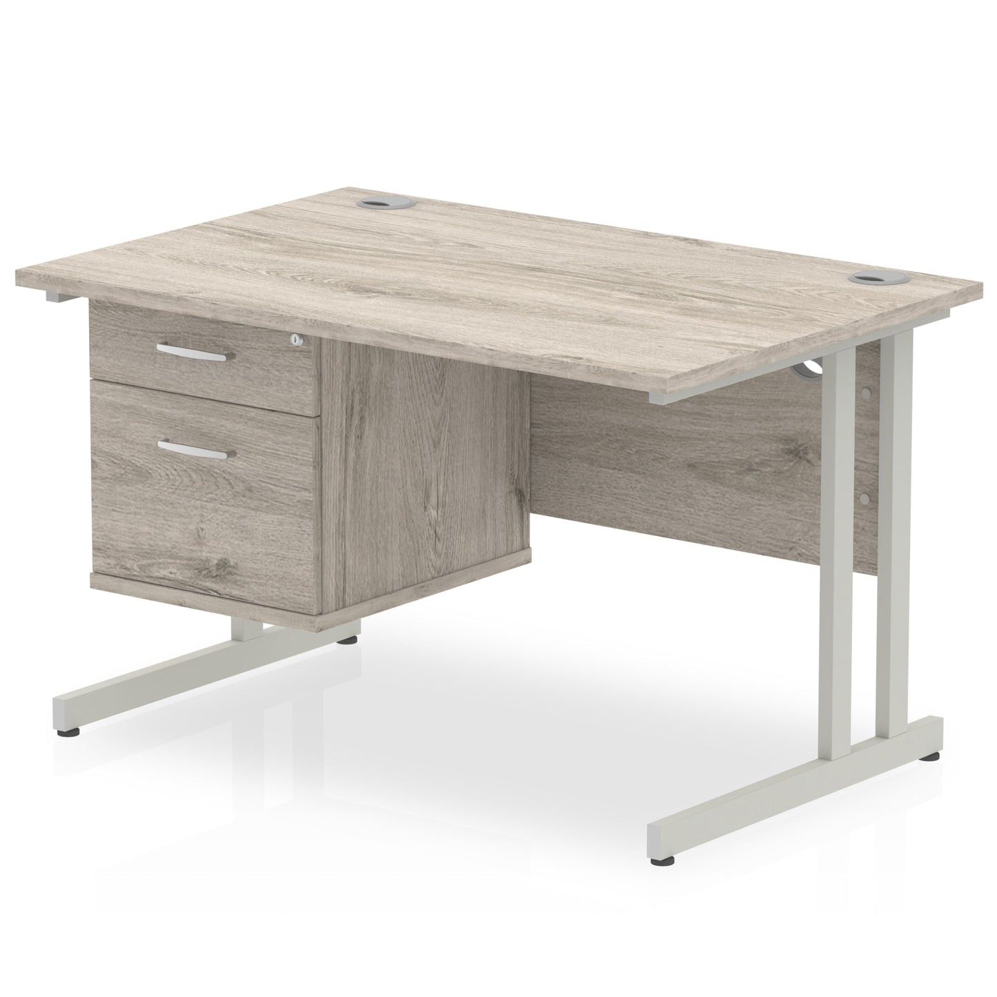 Impulse 1200mm Cantilever Straight Desk With Single Fixed Pedestal - Ergometric