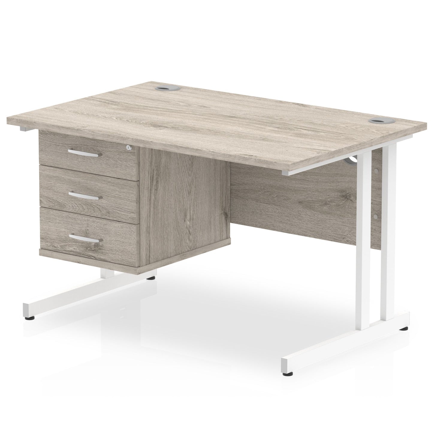 Impulse 1200mm Cantilever Straight Desk With Single Fixed Pedestal - Ergometric