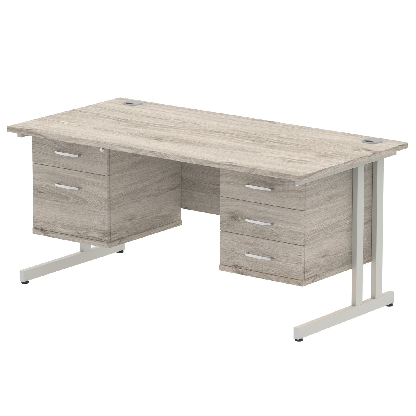 Impulse 1600mm Cantilever Straight Desk With Two Fixed Pedestal - Ergometric