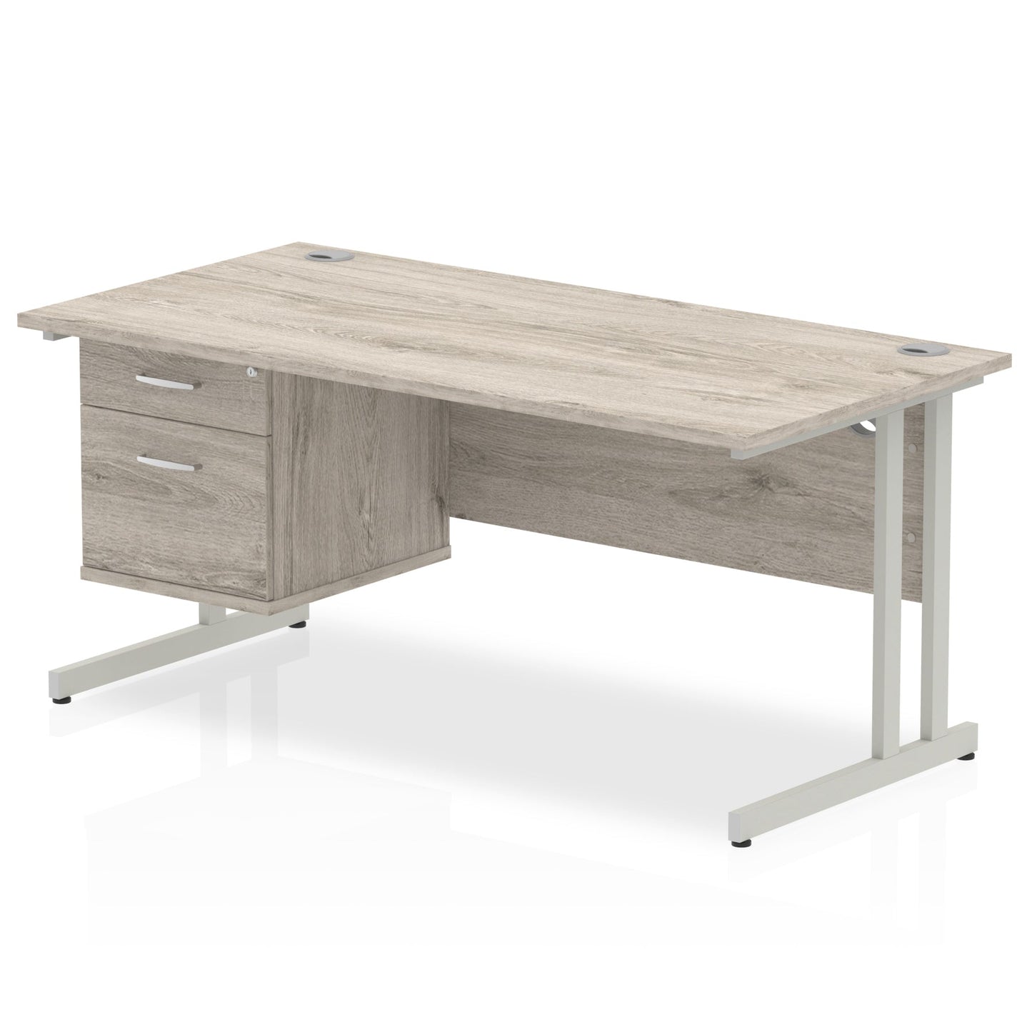 Impulse 1600mm Cantilever Straight Desk With Single Fixed Pedestal - Ergometric