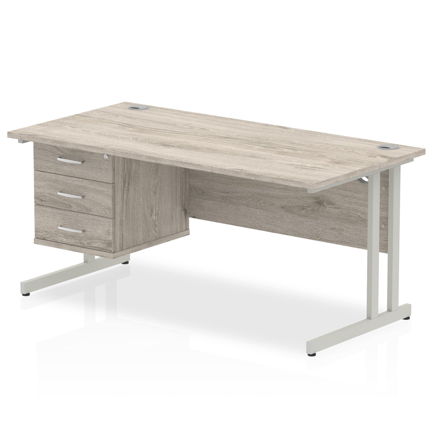 Impulse 1600mm Cantilever Straight Desk With Single Fixed Pedestal - Ergometric