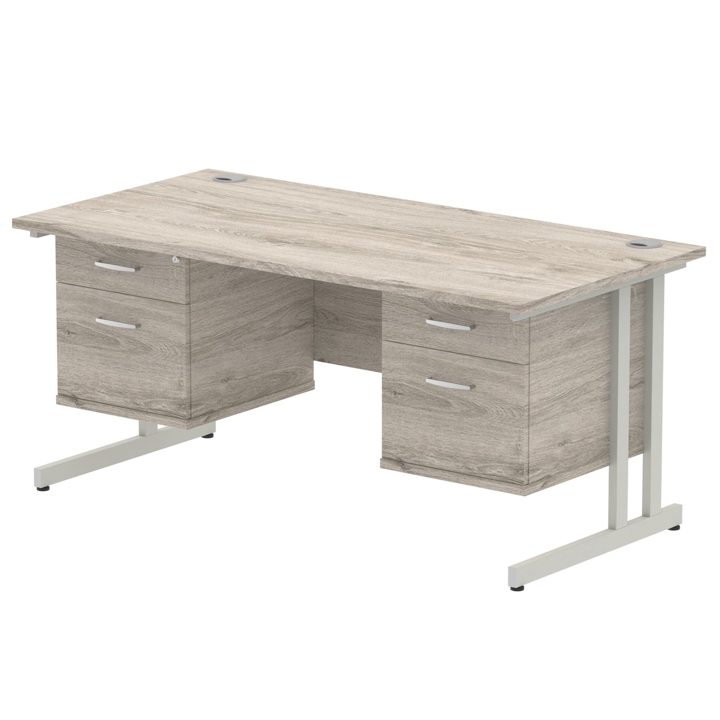 Impulse 1600mm Cantilever Straight Desk With Two Fixed Pedestal - Ergometric