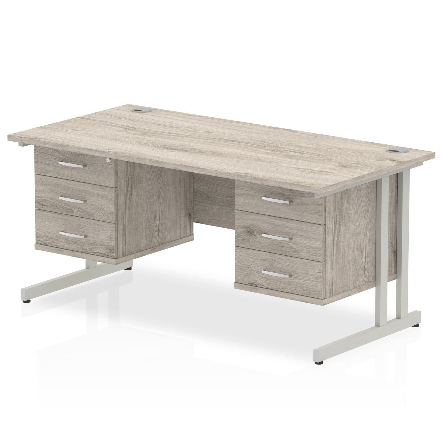 Impulse 1600mm Cantilever Straight Desk With Two Fixed Pedestal - Ergometric