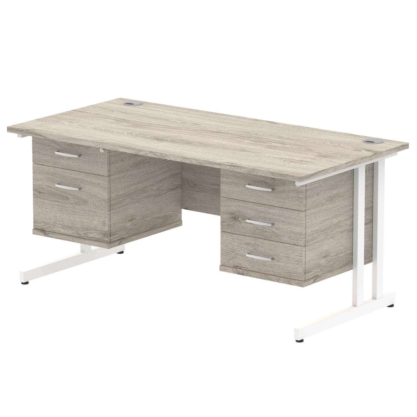 Impulse 1600mm Cantilever Straight Desk With Two Fixed Pedestal - Ergometric