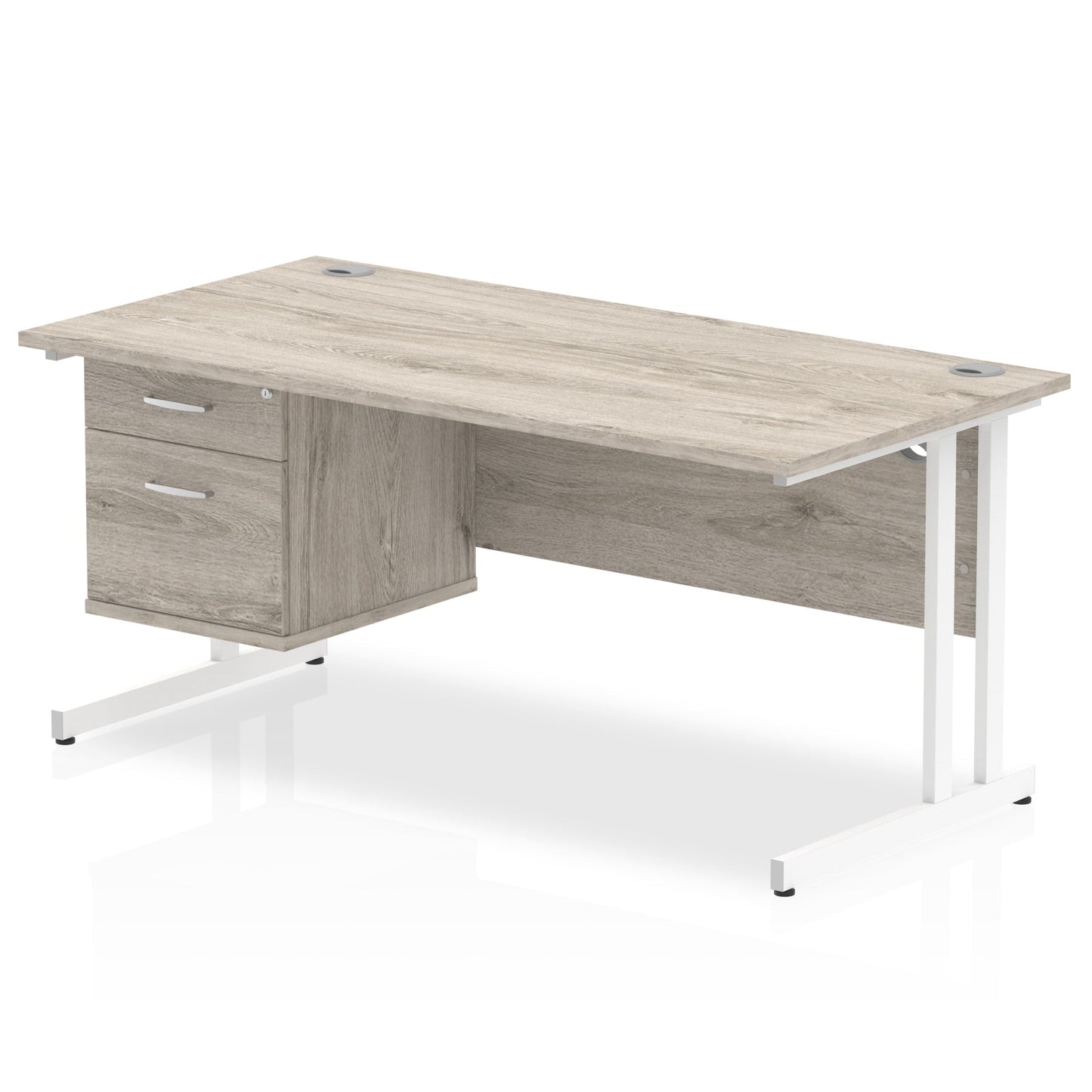 Impulse 1600mm Cantilever Straight Desk With Single Fixed Pedestal - Ergometric