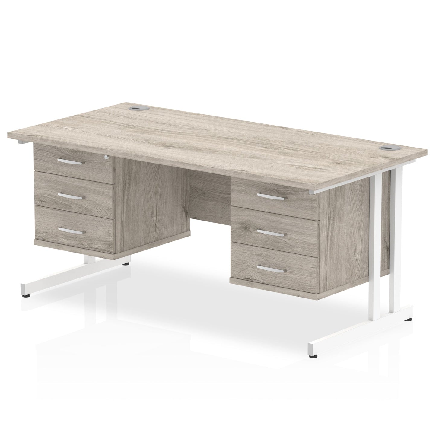 Impulse 1600mm Cantilever Straight Desk With Two Fixed Pedestal - Ergometric