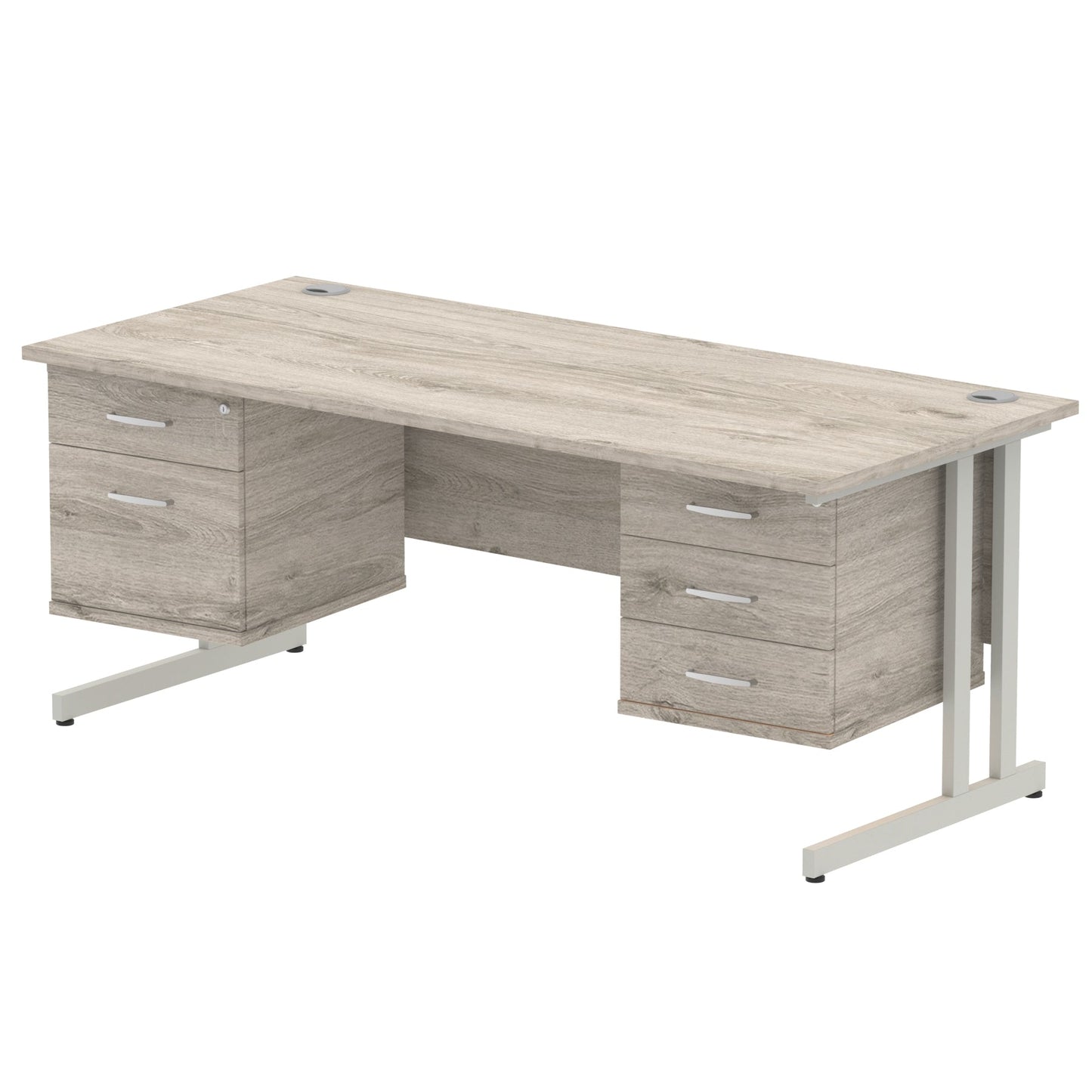 Impulse 1800mm Cantilever Straight Desk With Two Fixed Pedestal - Ergometric