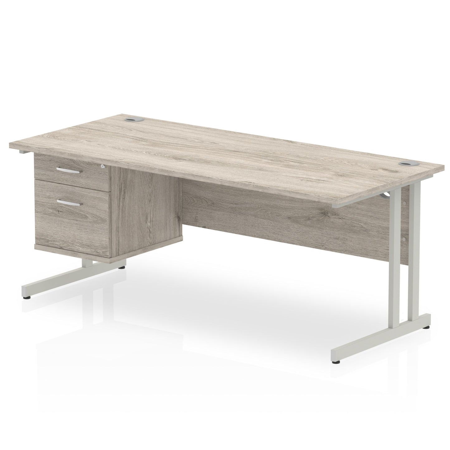 Impulse 1800mm Cantilever Straight Desk With Single Fixed Pedestal - Ergometric