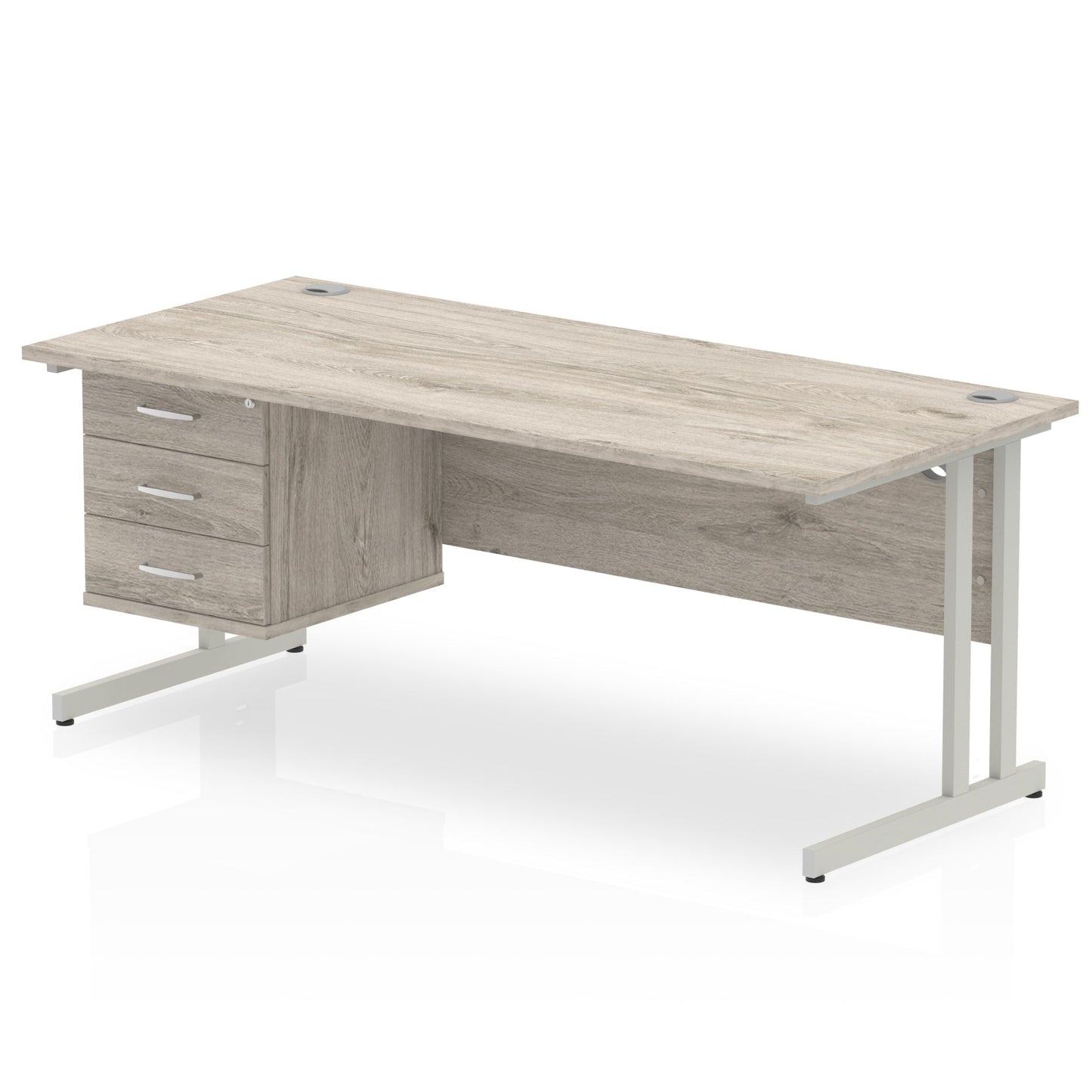 Impulse 1800mm Cantilever Straight Desk With Single Fixed Pedestal - Ergometric