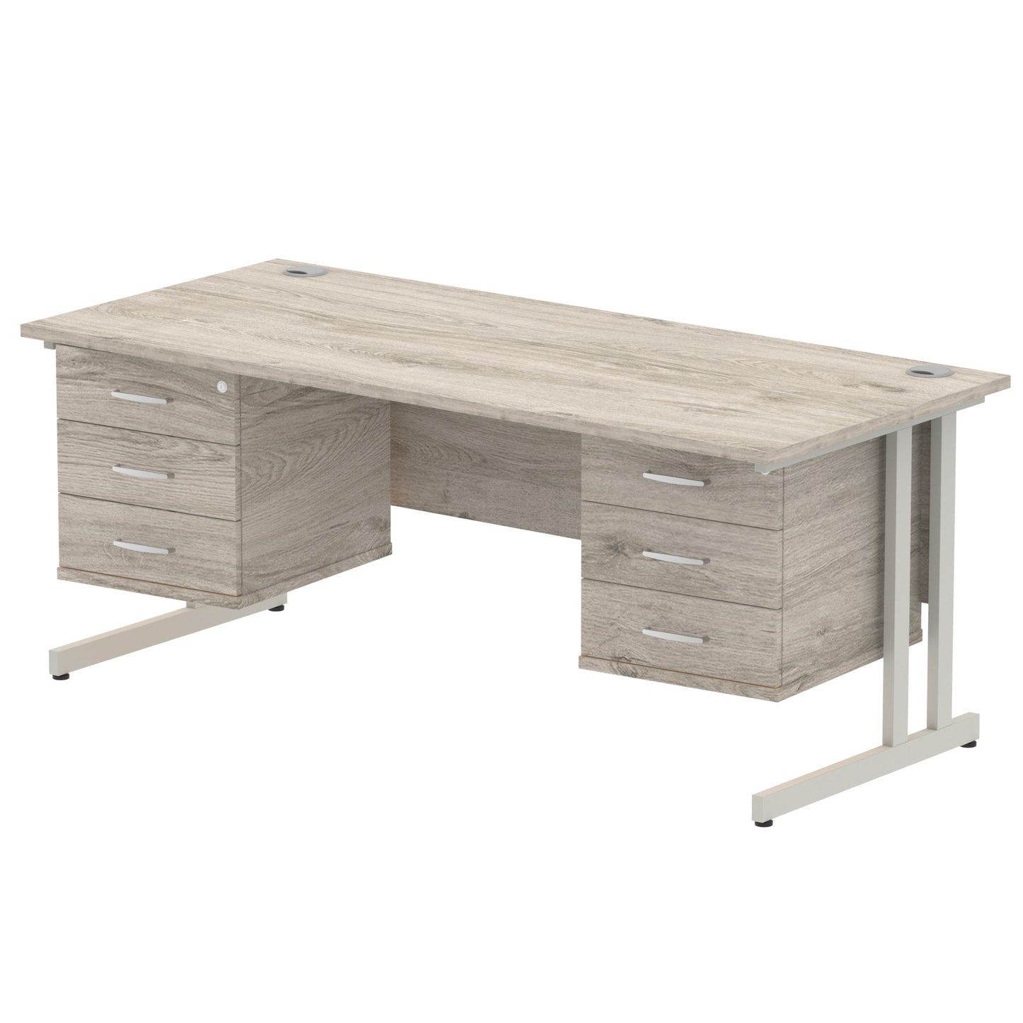 Impulse 1800mm Cantilever Straight Desk With Two Fixed Pedestal - Ergometric