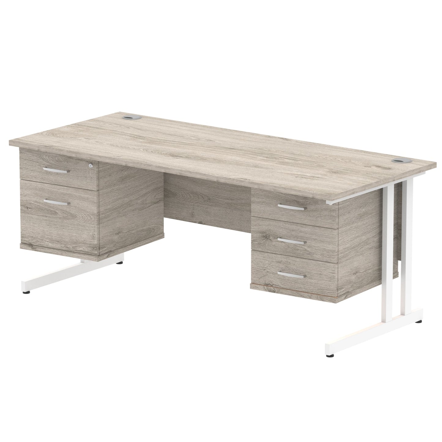 Impulse 1800mm Cantilever Straight Desk With Two Fixed Pedestal - Ergometric