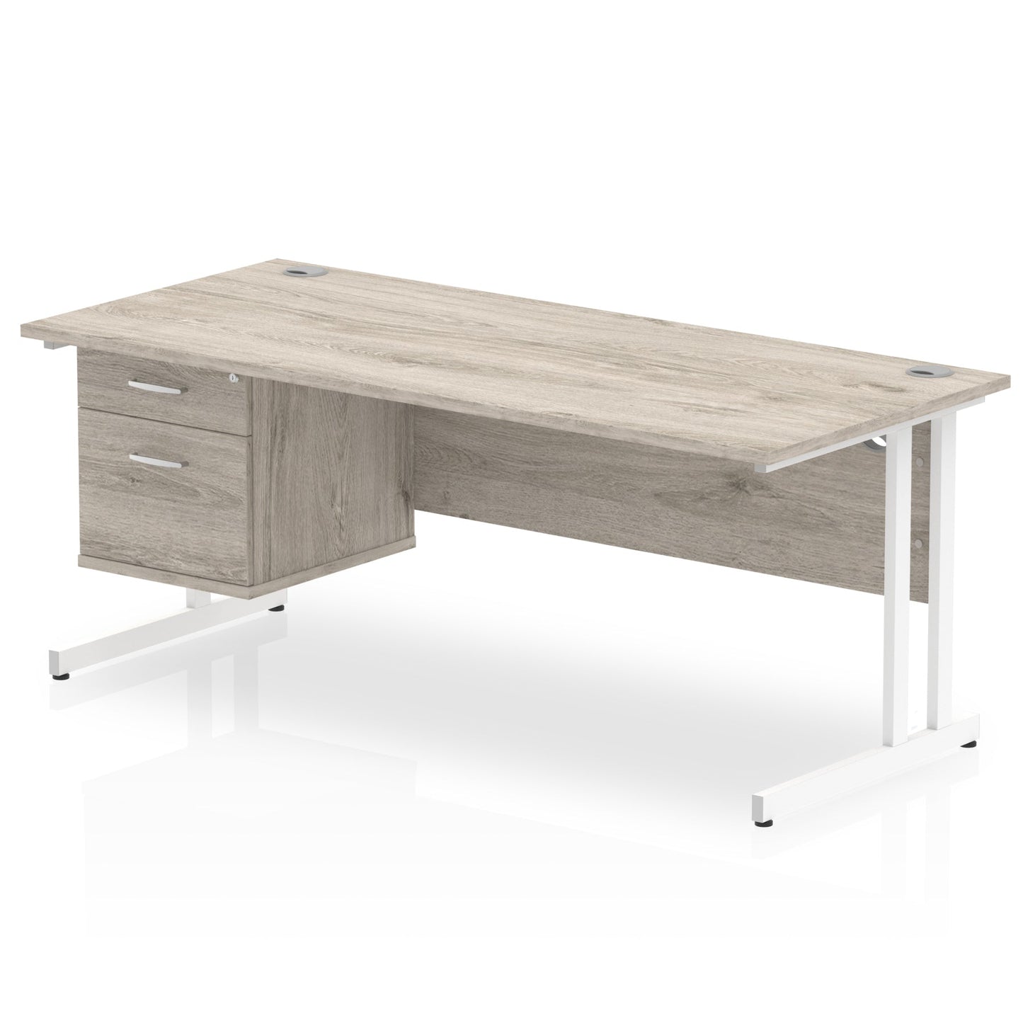 Impulse 1800mm Cantilever Straight Desk With Single Fixed Pedestal - Ergometric