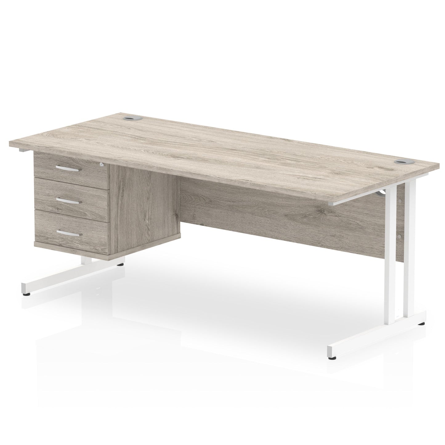 Impulse 1800mm Cantilever Straight Desk With Single Fixed Pedestal - Ergometric